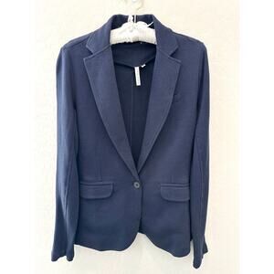 GREY STATE | Navy Blue Knit Cotton Blazer Soft Stretch One Button Jacket | Small